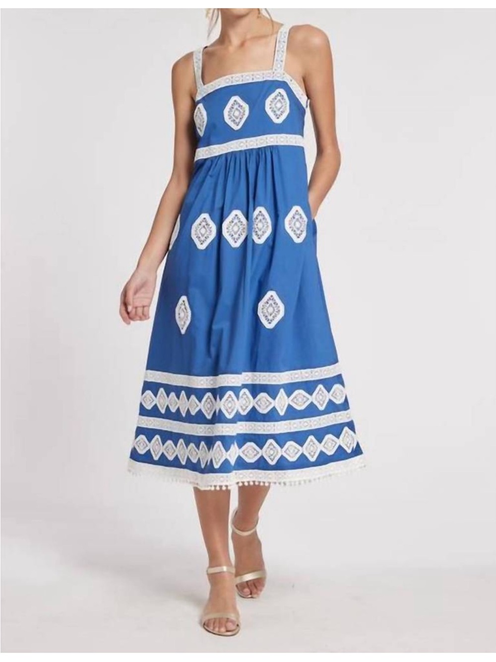 Tyler Boe Candi Embroidered Cotton Midi Sundress Size 6